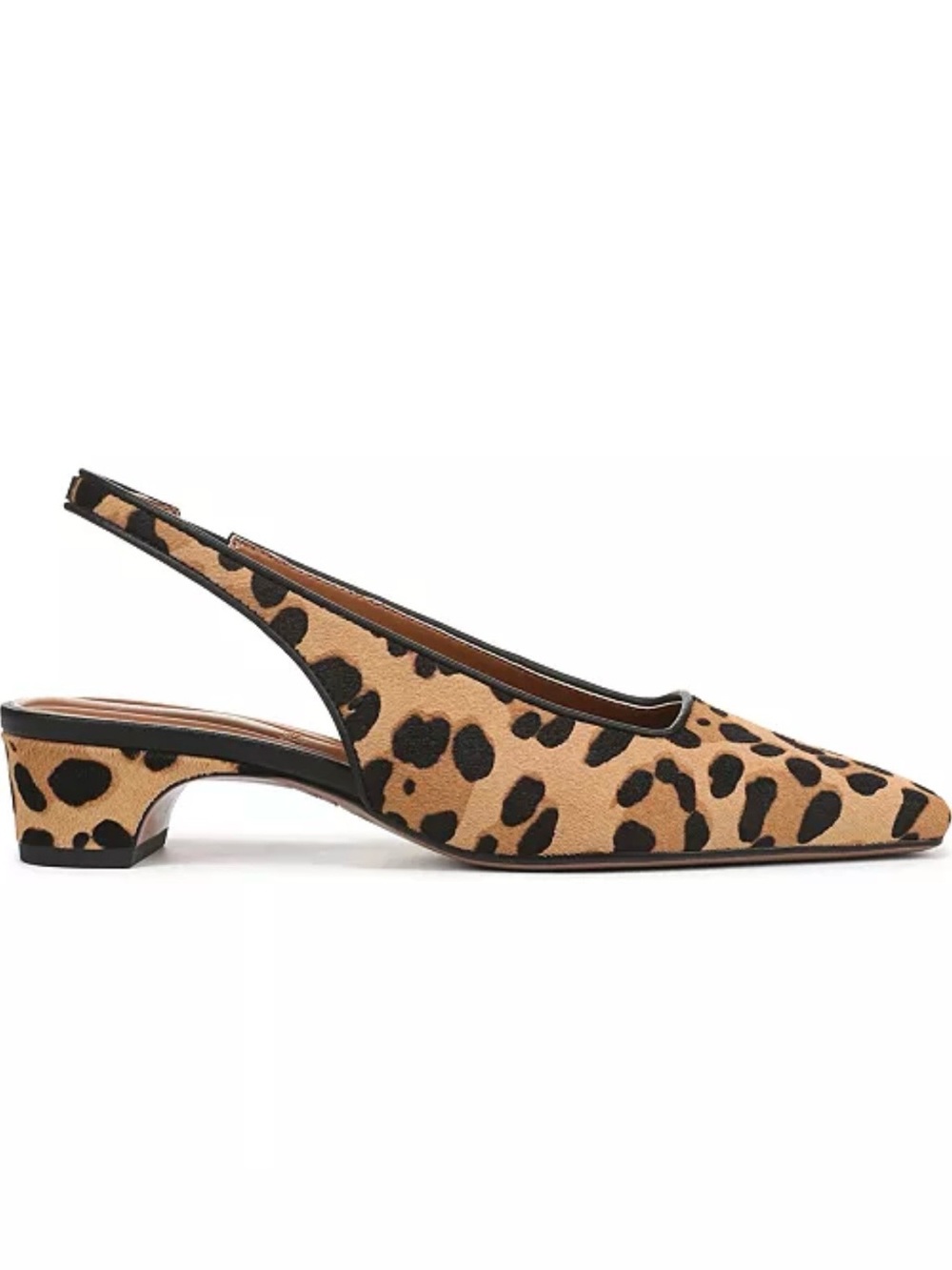 Franco Sarto Leopard Print Slingback Pointed Toe Mules - Tan & Black